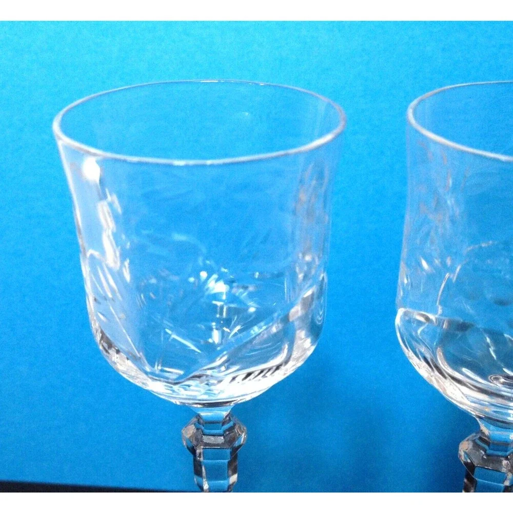 Vintage 2 Elegant Cut Crystal 1 oz. Cordial Glasses / Shot Glass